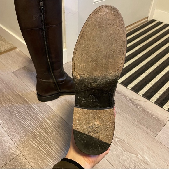 Frye Jaden Button Tall Riding Leather Boot Knee High Chocolate Brown Timeless - Picture 2 of 15